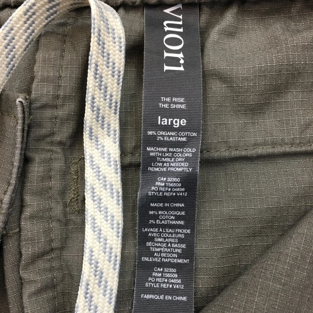 Vuori Mens Ripstop Camo Climber Pants Green Large Elastic Waist Drawstring V412